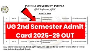 Purnea University UG 2nd Semester Admit Card 2025-29